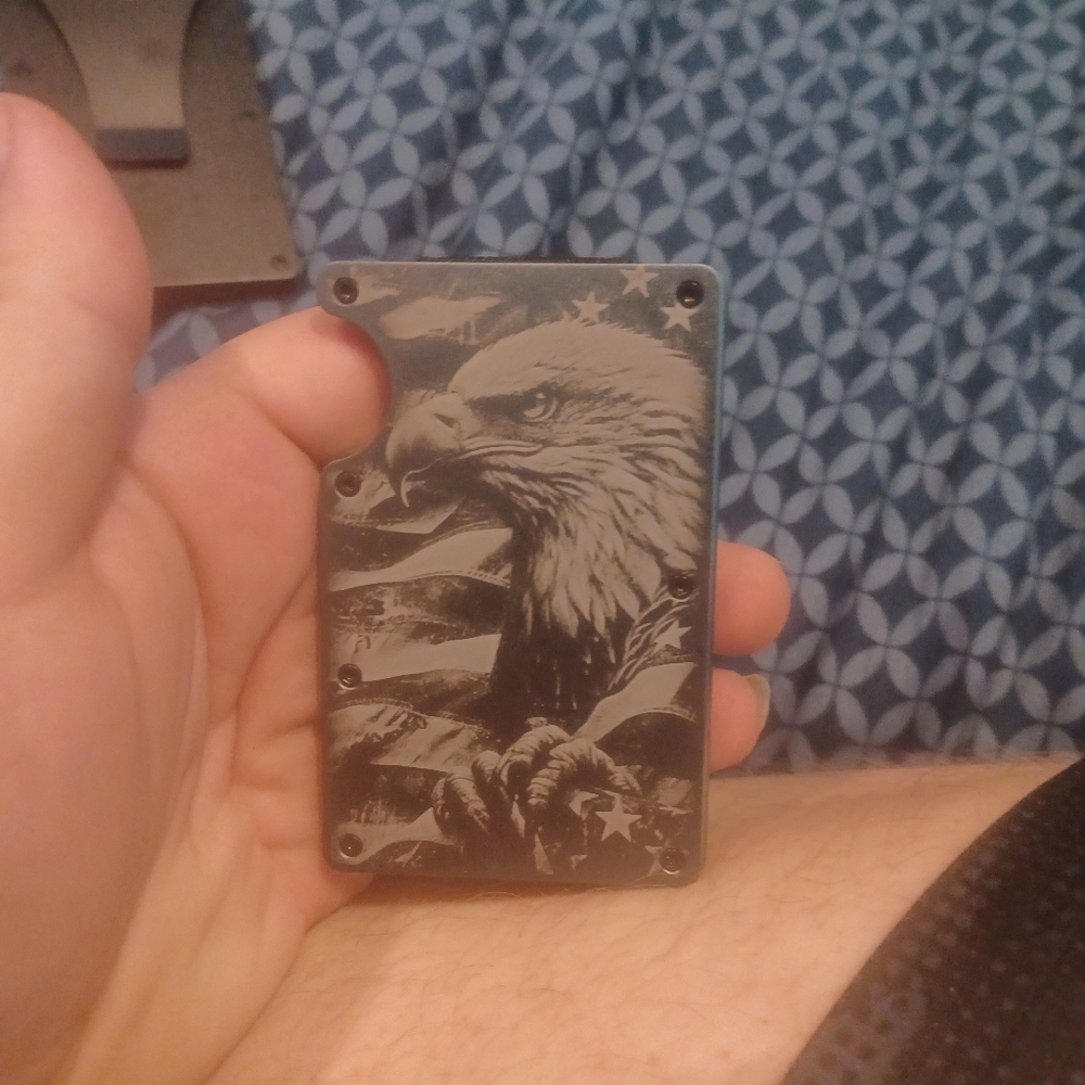 patriotic lazer engraved eagle minimalist wallet